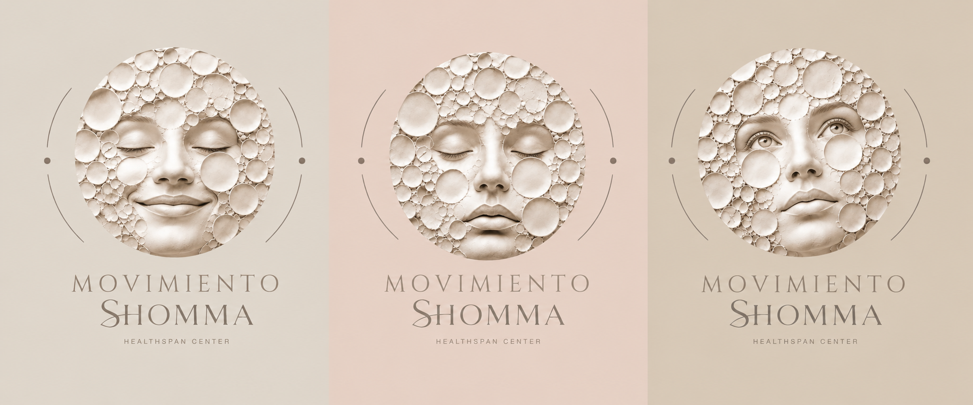 Sculptural female face formed by bubbles on a sand background: SHOMMA Movement, mental healthspan | SHOMMA Healthspan Center