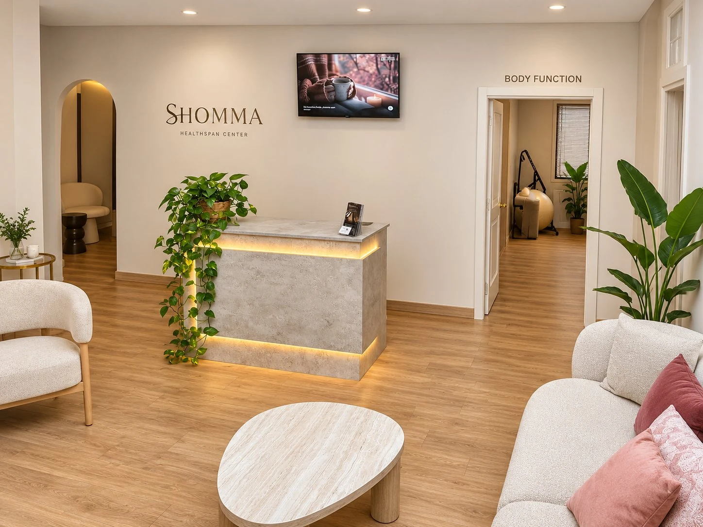 Reception and lounge at SHOMMA Healthspan Center