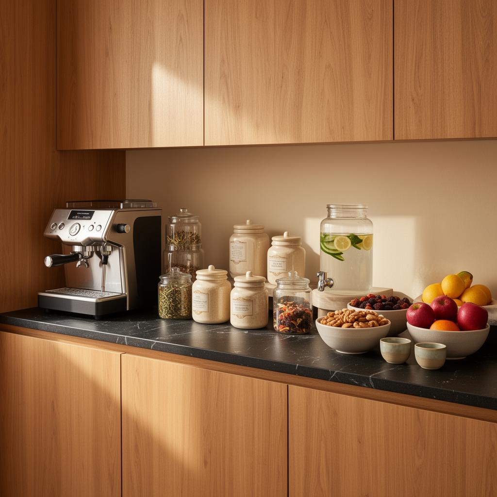 SHOMMA office with complimentary fruit, infusions and smoothies